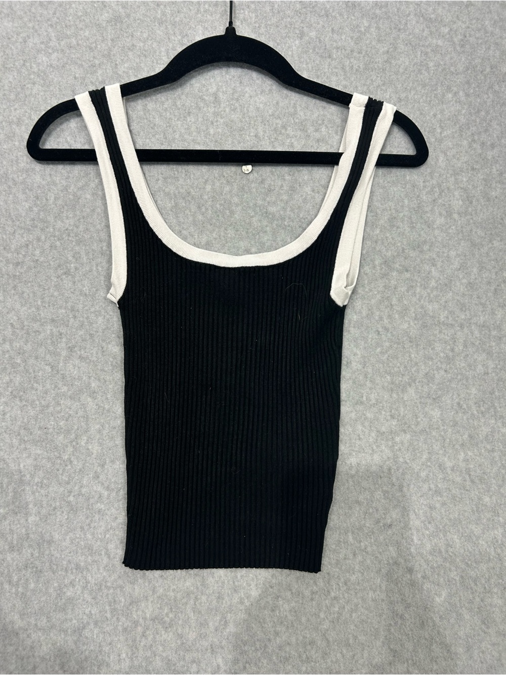 T.J.Maxx Black Ribbed Tank with White Trim